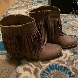 Suede Fringe Ankle Boots
